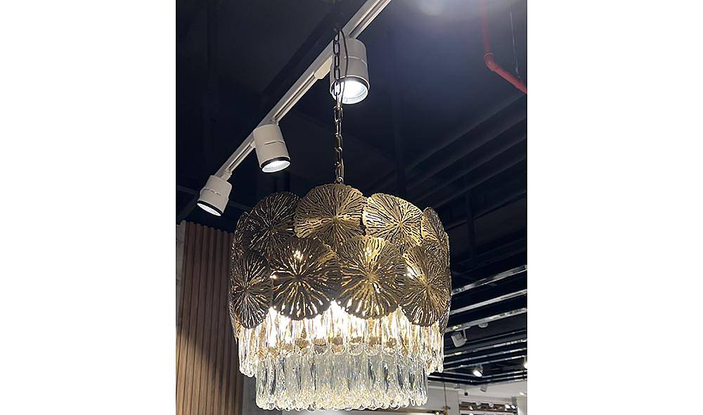 Crystal Stone Cylinder Chandelier
