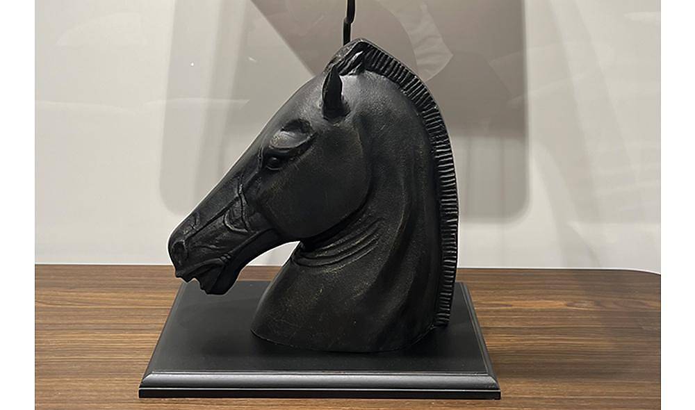 Black Horse Lampshade with Cream Hat
