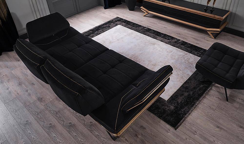 Larina Black - Mustard Sofa Set