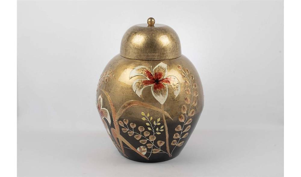 Gold Flower Cube With Lid 37x44 cm