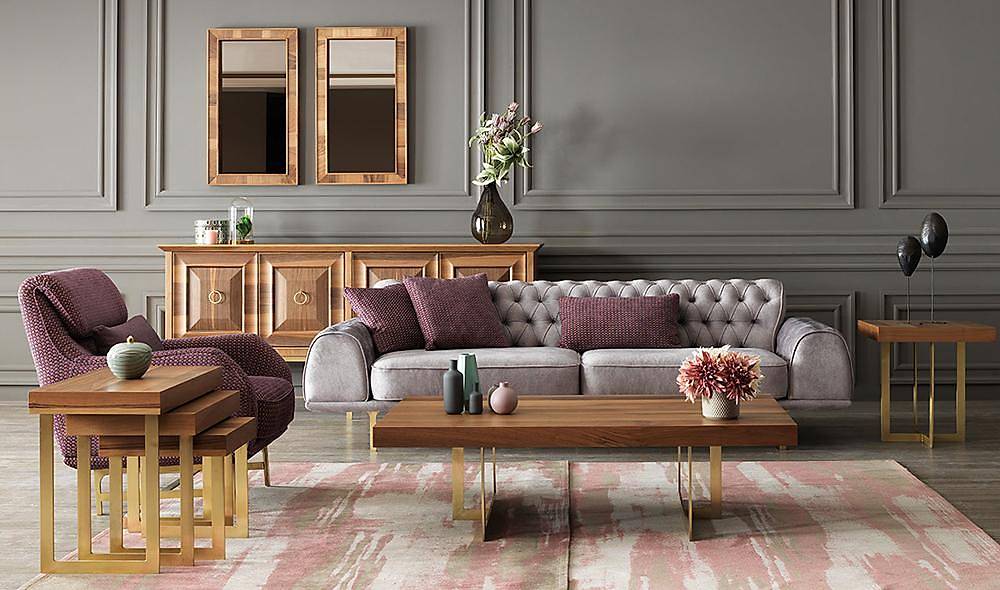 Lusso Gold Living Room Set