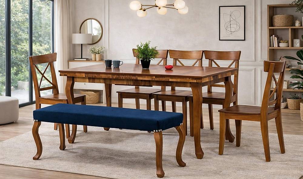L�kens Large Dining Table Set - Walnut