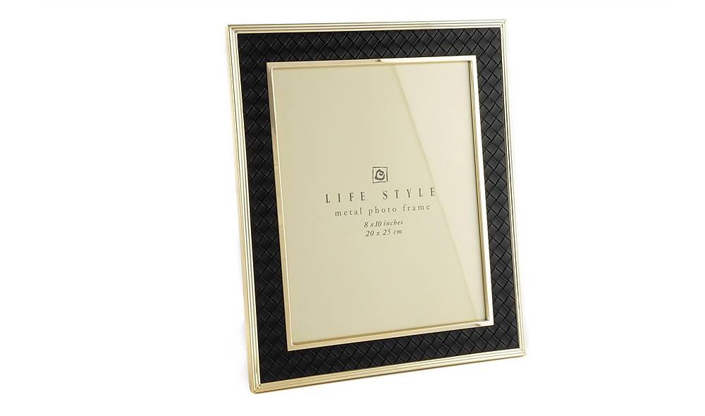 Black Gold Leather Frame 20x25 cm
