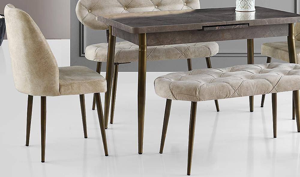Cream Quilted Dining Table