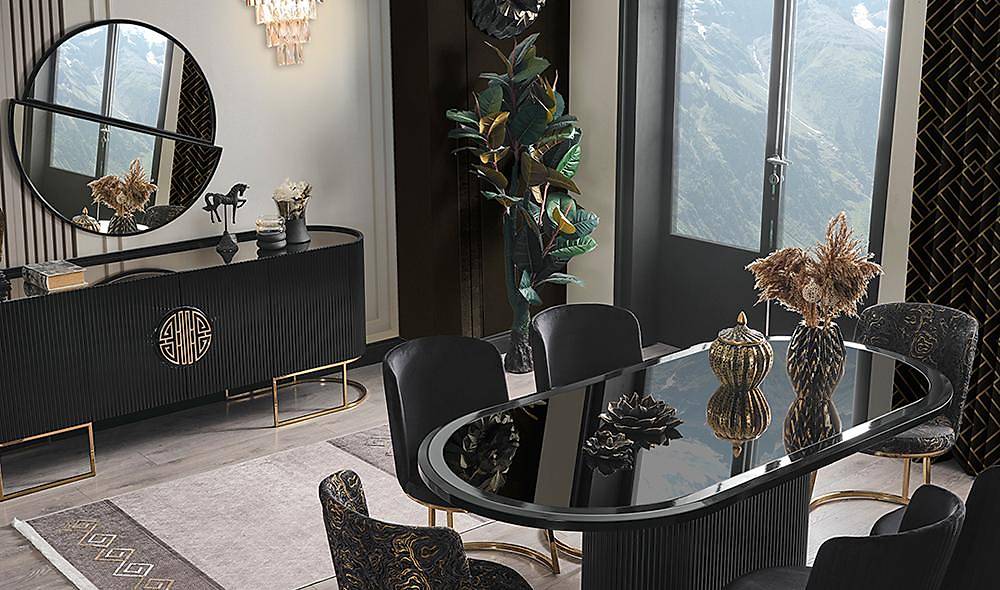 Crown Dining Room - Black - Gold