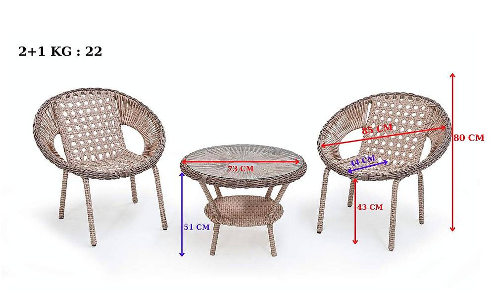 Akçay Rattan Tea Set
