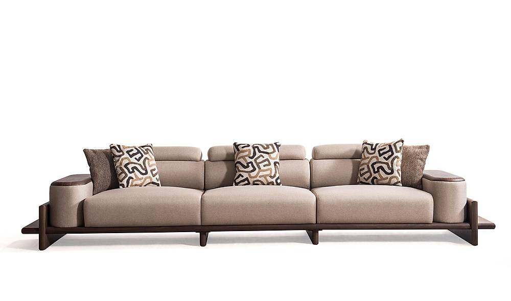 Alya Quad Sofa - Wooden Arm - Brown