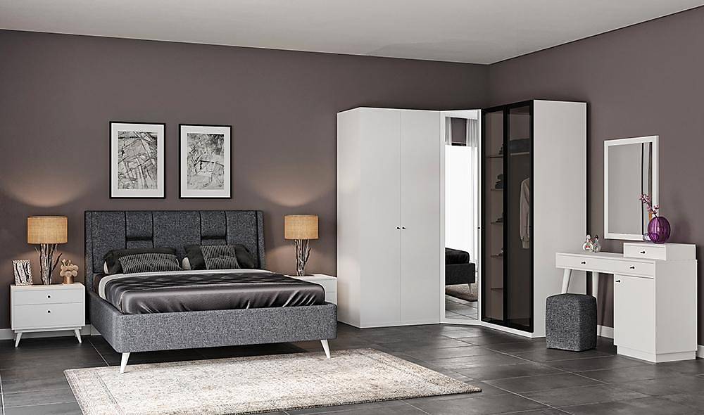 Carmine White Medium Corner Bedroom