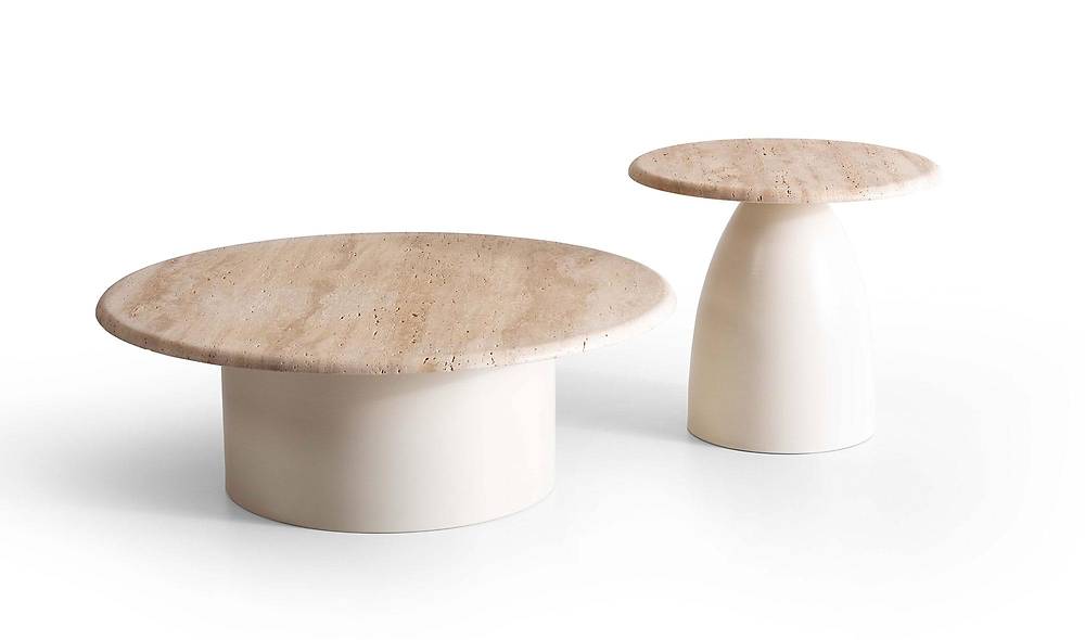 Milo Double Table Set - Travertine Marble