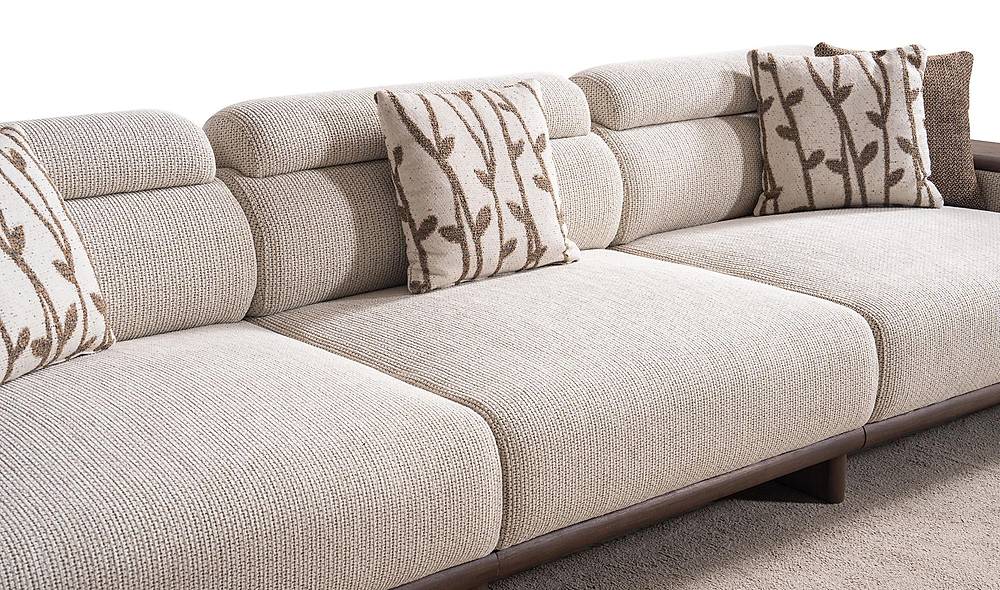 Alya Quad Sofa - Wooden Arm - Cream