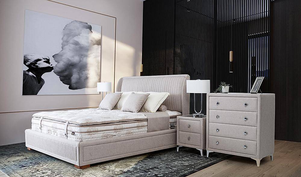 Luna Mokka Base + Headboard + Bed