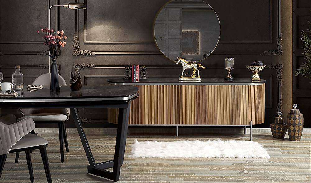 Mood Walnut Silver Dining Room