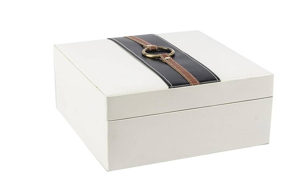 White Black Leather Jewelry Box