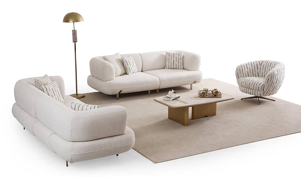 Brown Sofa Set - Antique Gold