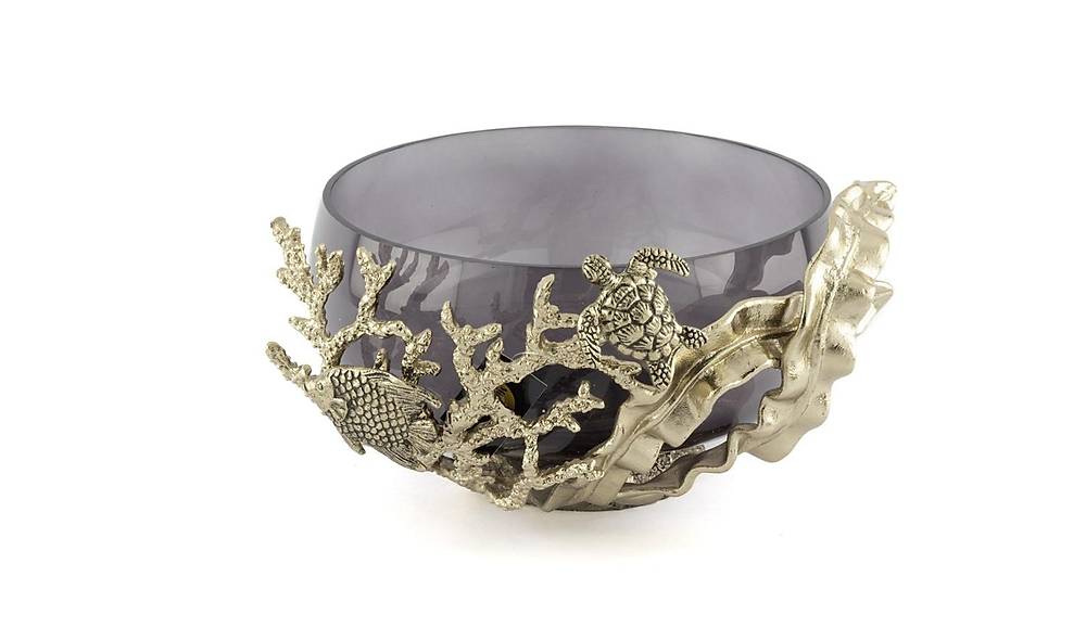 Antique Gold Coral Brown Glass Bowl