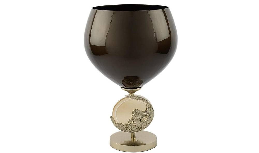 Brown Glass Vase With Amber Leg 30x49 cm