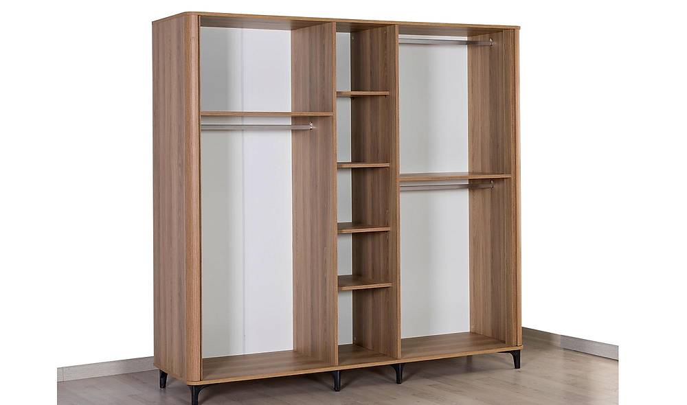 Plain 5 Door Wardrobe - Walnut