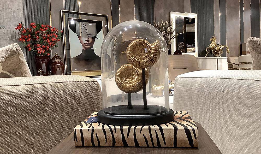 Oval Glass Bell Double Gold Object