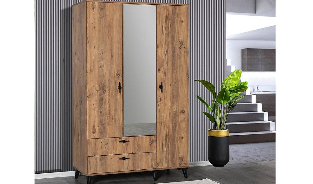 Kule 3 Door Wardrobe - Walnut