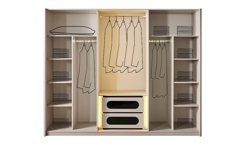 Listra 6 Door Wardrobe - Glass Lid