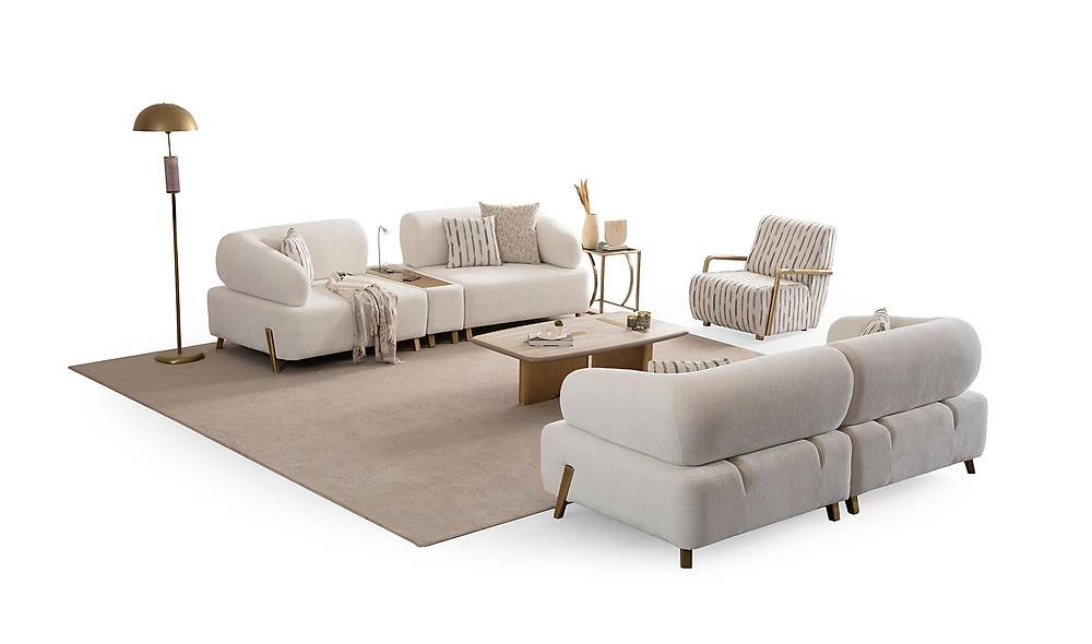 Ramona Sofa Set - Antique Gold