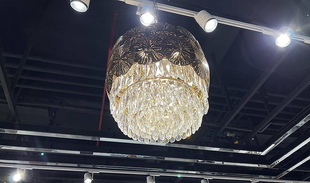 Crystal Stone Cylinder Chandelier