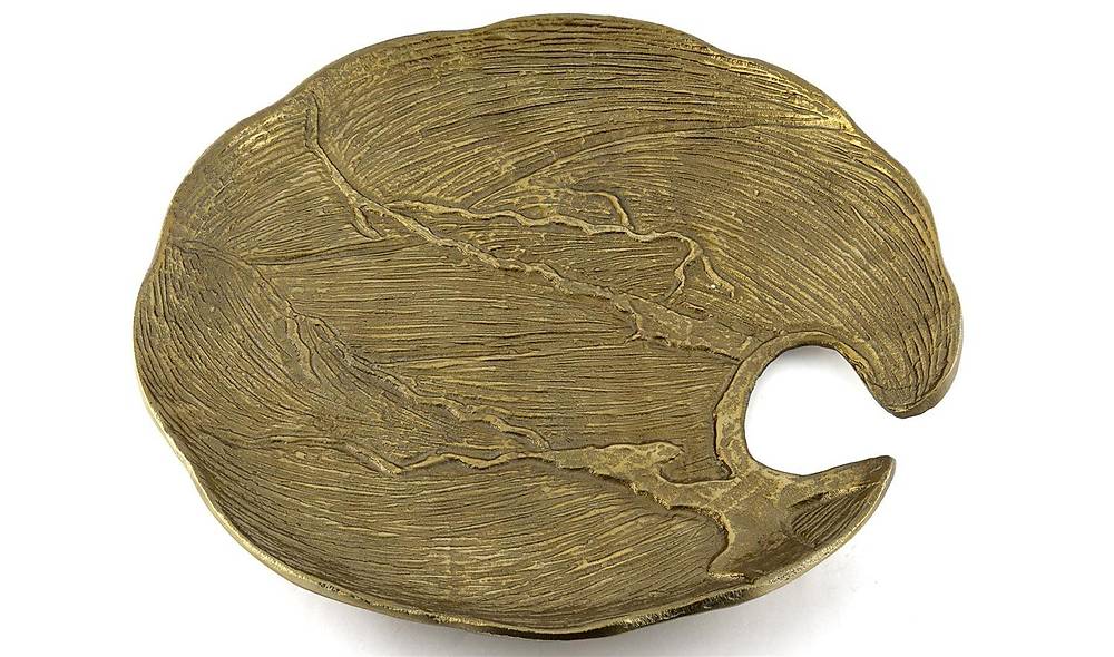 Antique Gold Leaf Metal Decor Bowl