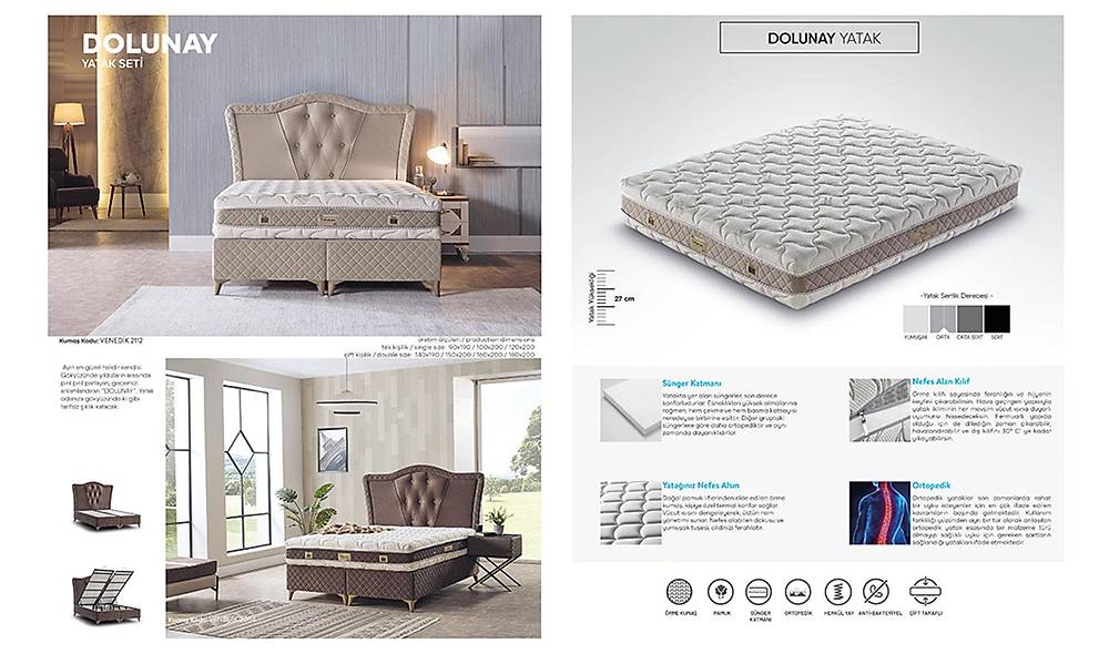 Dolunay Base + Headboard + Bed