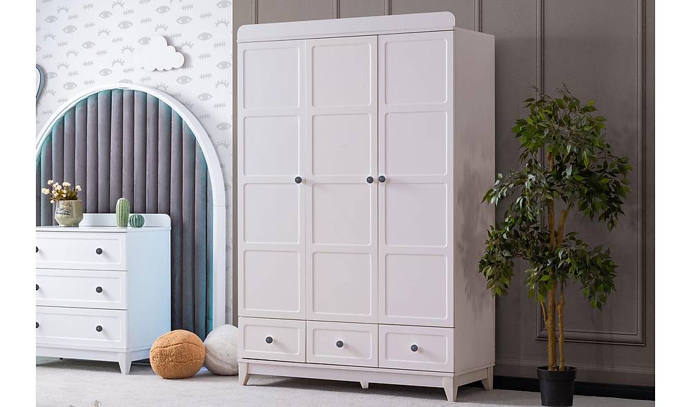 Yasi 3 Door Wardrobe - Gray