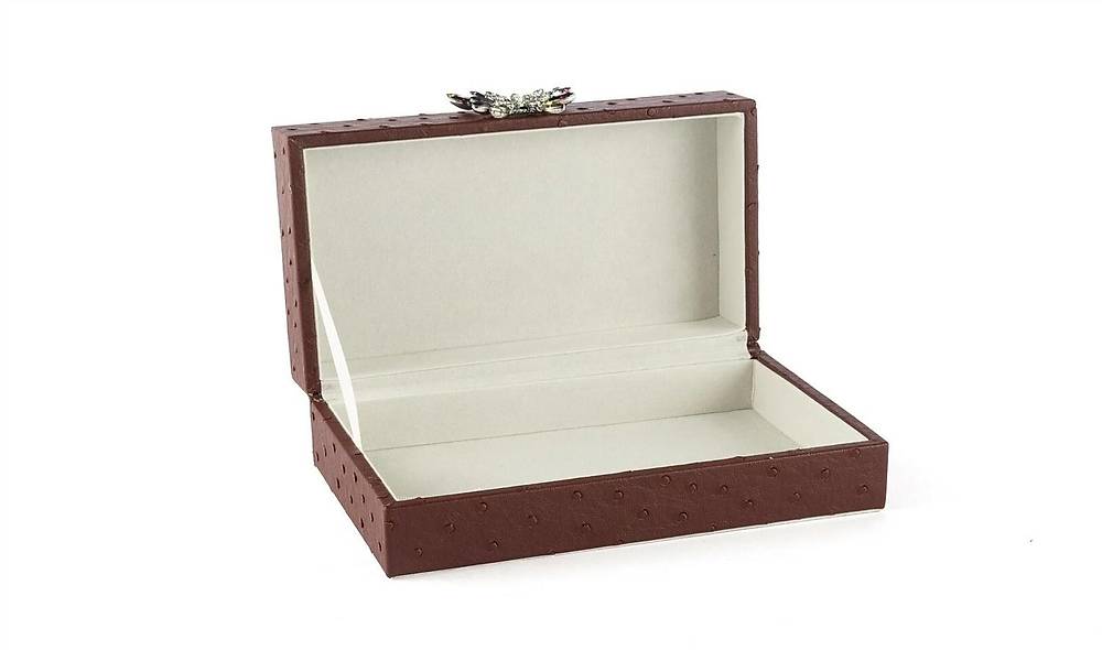 Burgundy Butterfly Handle Leather Box 20x12 cm