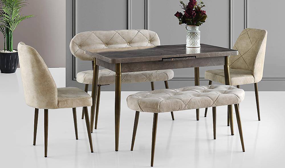 Cream Quilted Dining Table