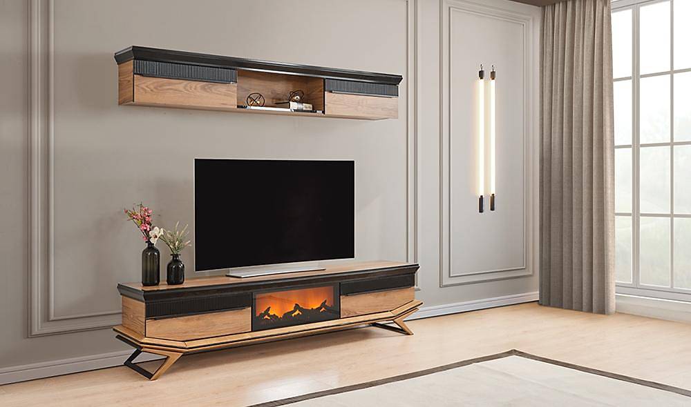 Clara Walnut Fireplace Tv Unit