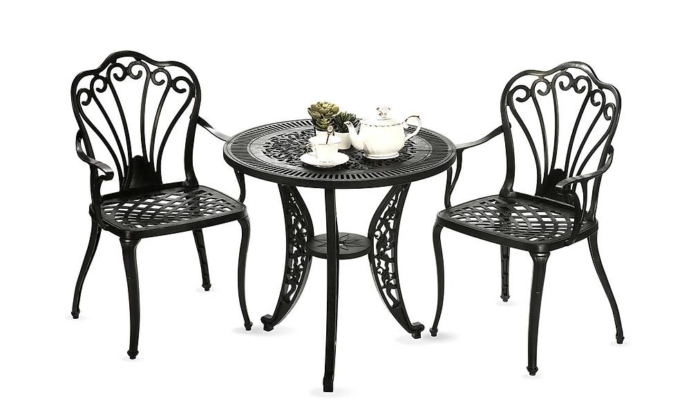 Gaia Black Balcony - Garden Tea Set - Round