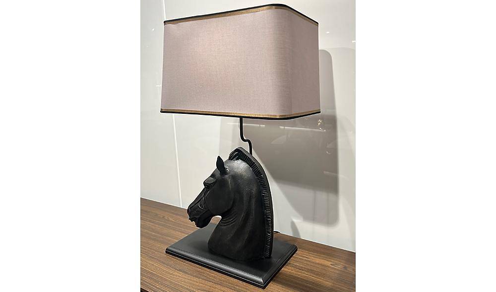 Black Horse Lampshade with Cream Hat