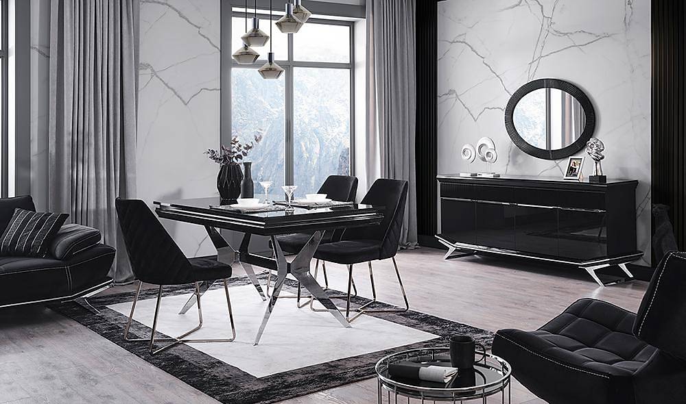 Clara Black Silver Dining Room