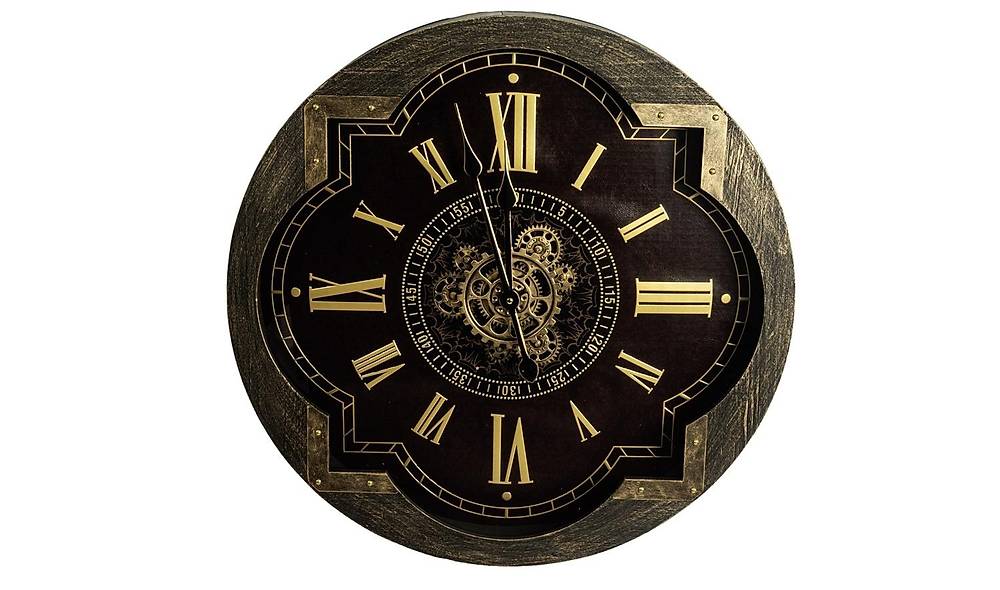 Brown Gold Wood Wall Clock 64 cm