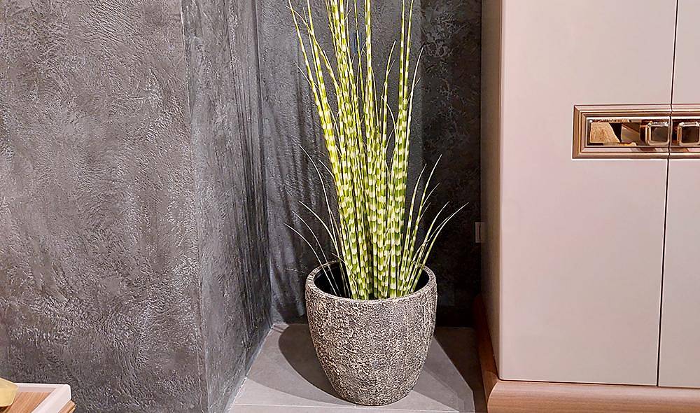 Big Size Gray Flowerpot with Flower - 20401