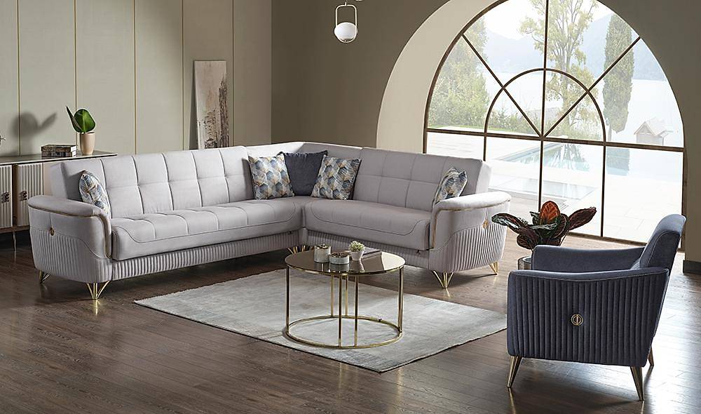Okyanus Corner Set with Metal Design