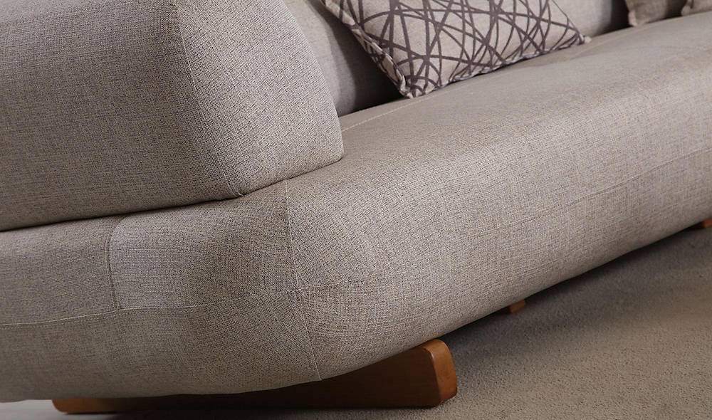 Brown Sofa - Bed - Wooden Leg