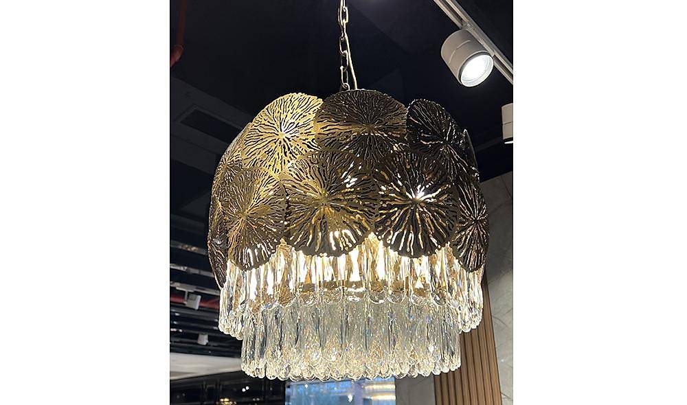 Crystal Stone Cylinder Chandelier