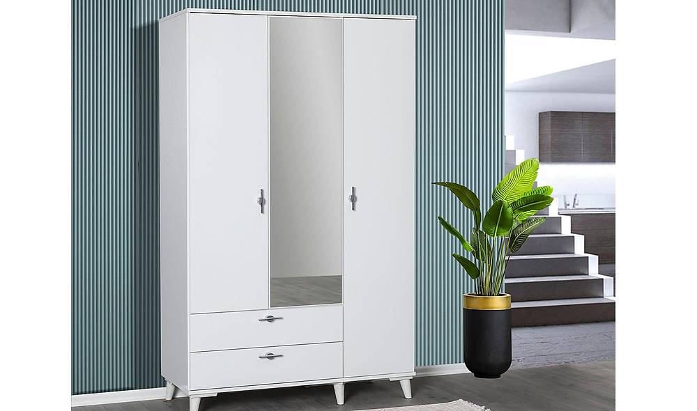 Kule 3 Door Wardrobe - White