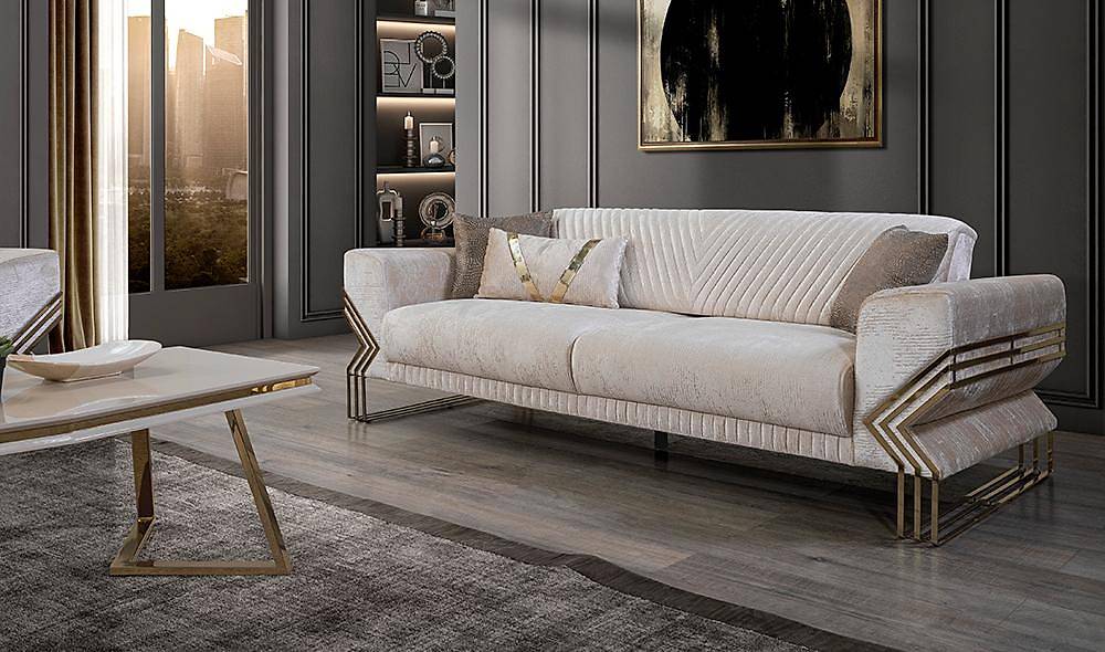 Kayra Living Room Set - Ecru