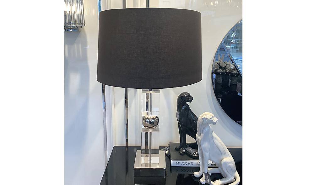 Silver Lampshade with Black Hat - 25429