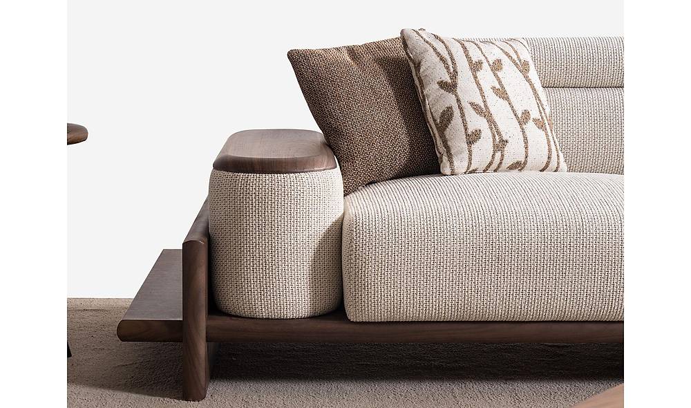 Alya Quad Sofa - Wooden Arm - Cream