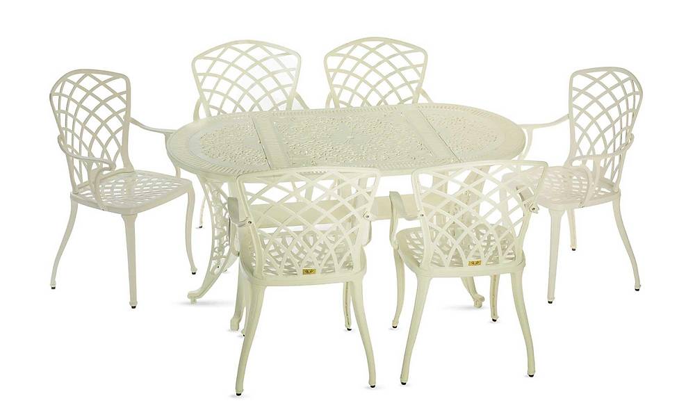 Arbella Oval Garden Table Set - White