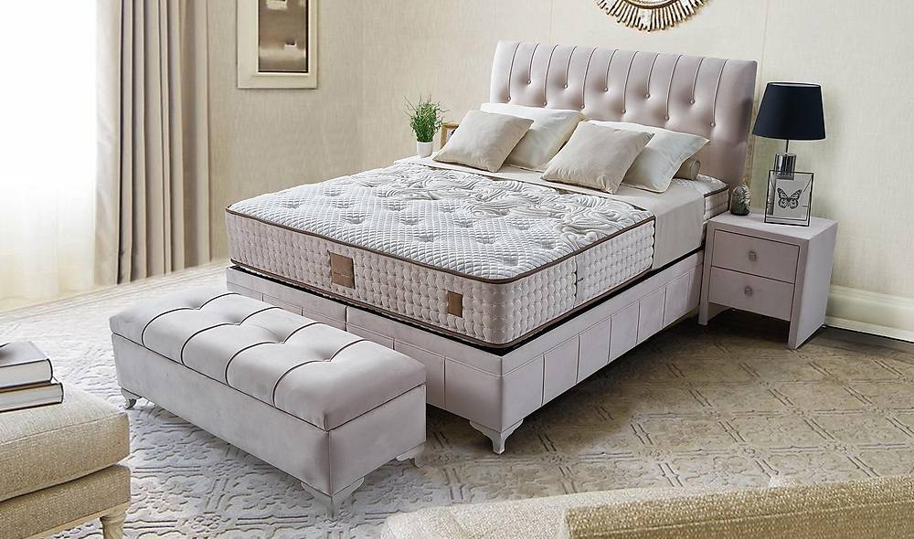 Platin Damla Bedding Set Base + Headboard + Mattress