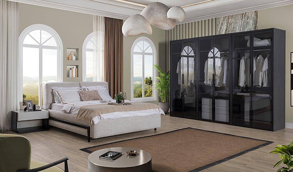 Elika Bedroom with Base - Corner Wardrobe