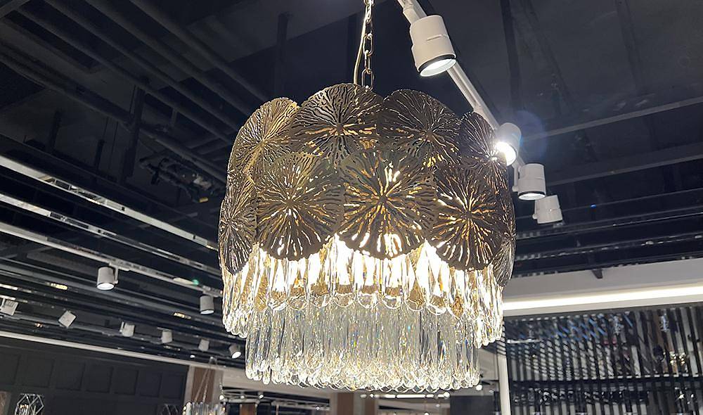 Crystal Stone Cylinder Chandelier