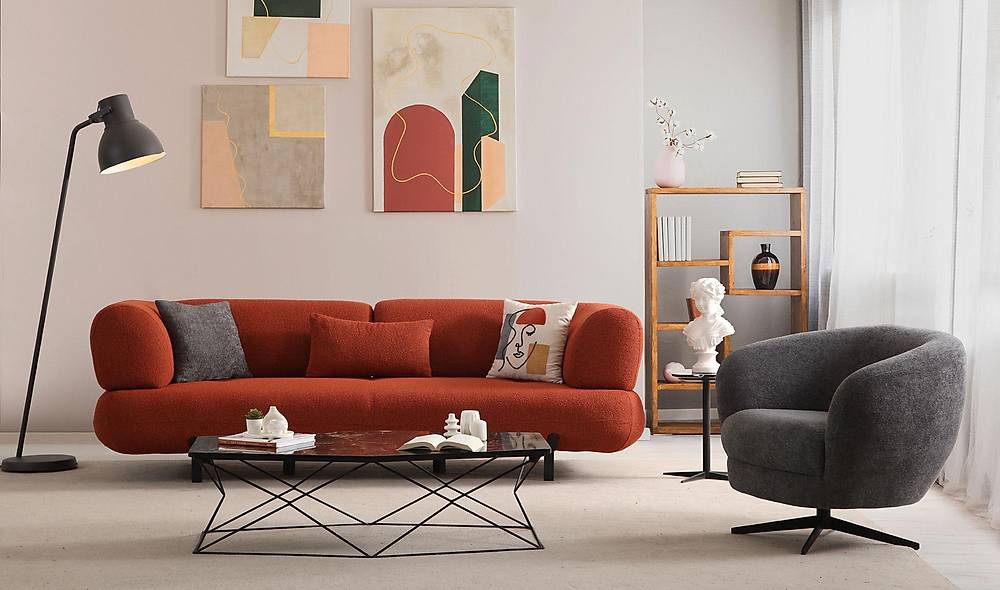 Brown Sofa Set - Bed - Metal Leg
