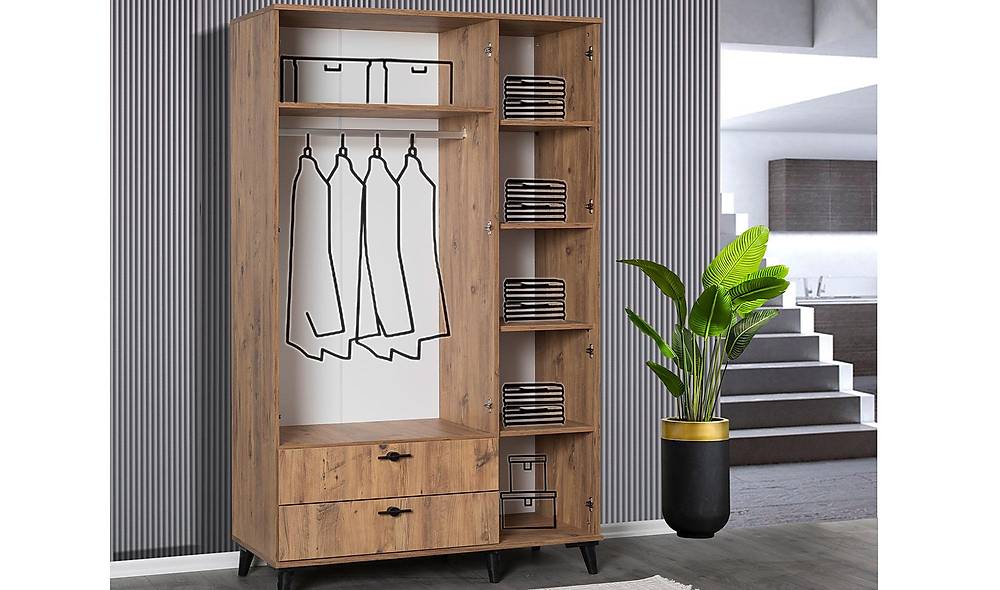 Kule 3 Door Wardrobe - Walnut
